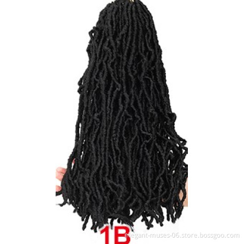 Hot Product 24Roots/pack Synthetic Goddess Faux Locs Pre-made Loop light Crochet Braid Hair Extensions